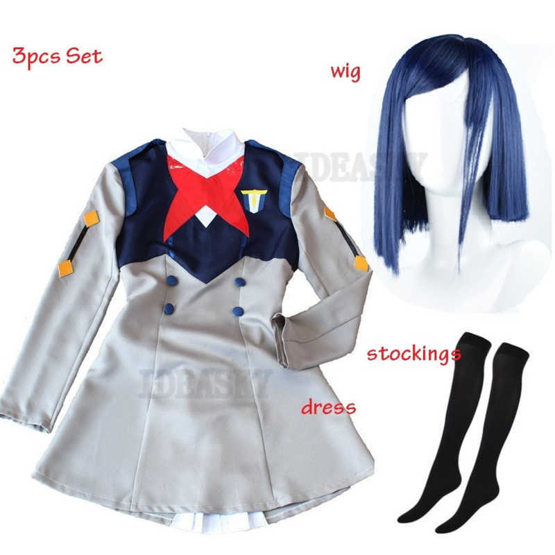 Anime Costumes DARLING in the FRANXX Cosplay HIRO ICHIGO MIKU KOKORO Zero Two Cosplay School Uniform Come Wig shoes Anime Halloween Outfit Z0301