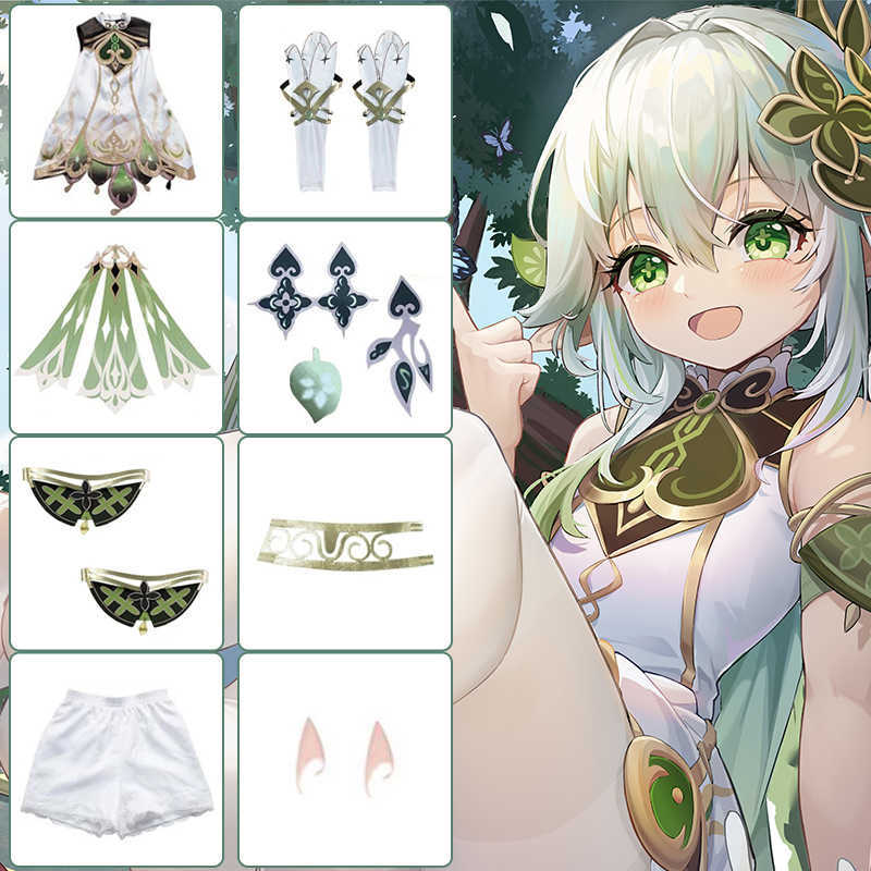 Anime Costumes Nahida Cosplay Genshin Impact Nahida Lesser Lord Kusanali Cosplay Come Girl Dresses Wig Suit Clothes Halloween Party Comes Z0301