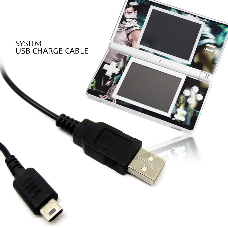 1.2M Black Color USB Cables Charger Charging Power Cable for Nintendo DS Lite DSL NDSL Data Sync Cable Cord