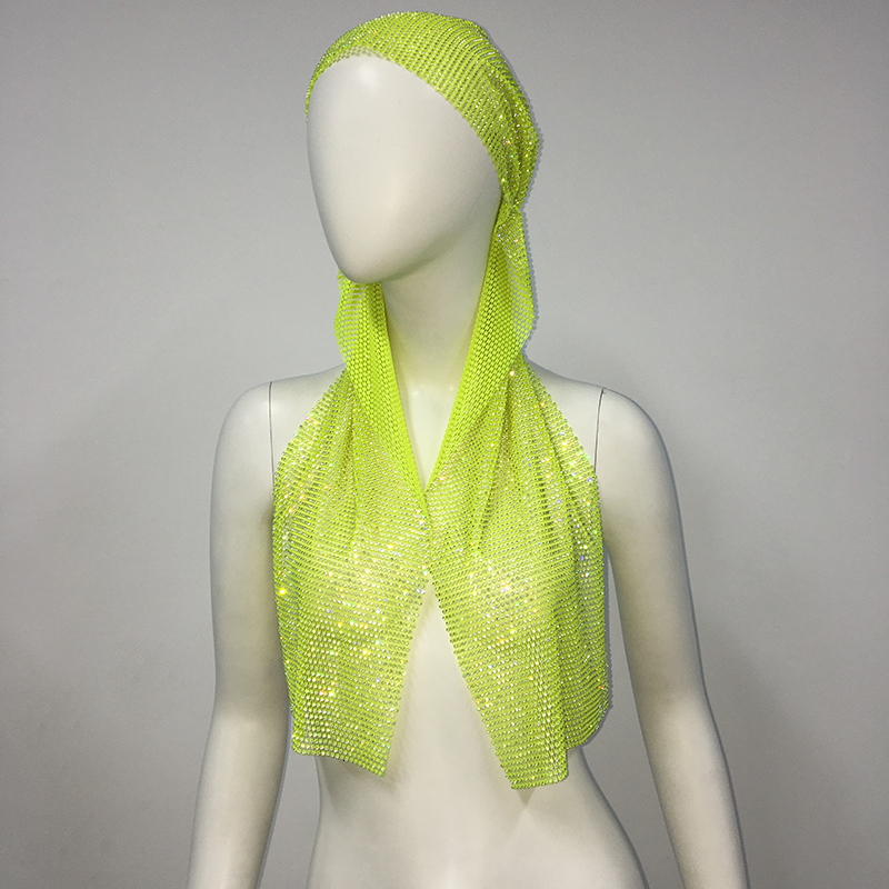Bandanas Durag Fashion Women Bandana Hair Band Crystal Fishnet Headscarf Hip Hop Turban Hat Streetwear Muslim Scarf Accessories 230302