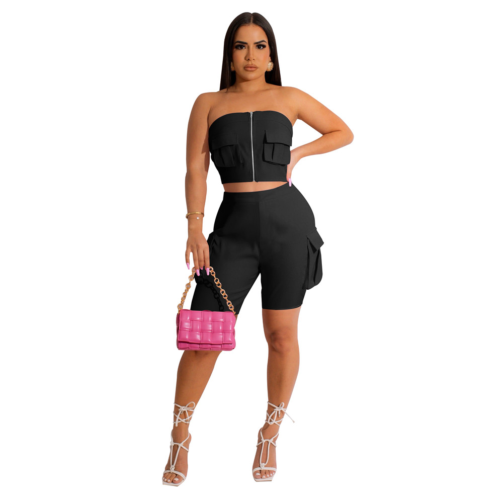 2023 Designer Summer Outfits Women Tracksuits Two Piece Sets Camouflage Sweatsuits Strapless Top and Cargo Short Pants Casual Sportswear Bulk Wholesal