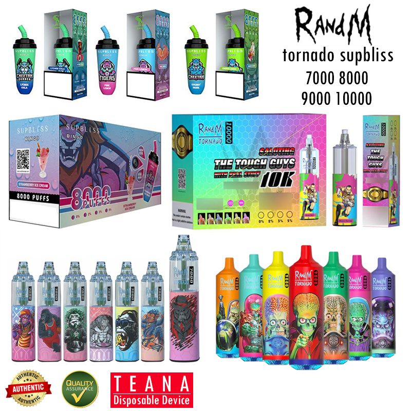 Original RANDM E Cigarette Kit Tornado 7000 9000 Puffs Supbliss Bingo 8000 Disposable Vape Rechargeable Mesh Coil Vapes Pen, Mixed flavrs
Original RANDM E Cigarette Kit Tornado 7000 9000 Puffs Supbliss Bingo 8000 Disposable Vape Rechargeable Mesh Coil Vapes Pen, Mixed flavrs