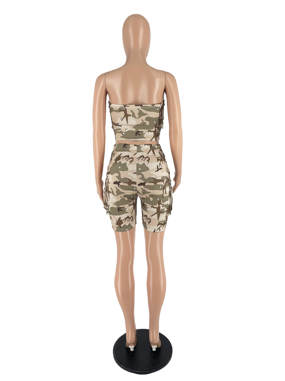 2023 Designer Summer Outfits Women Tracksuits Two Piece Sets Camouflage Sweatsuits Strapless Top and Cargo Short Pants Casual Sportswear Bulk Wholesal