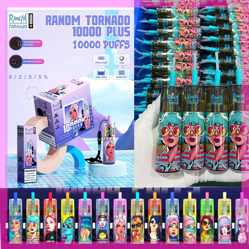 Original RandM Tornado 10000 PLUS Disposable E-cigarettes 14 Colors 2% 5% 850 mAh Rechargeable Battery 20Ml Prefilled Pod Big Vapor Kit Airflow Control Mesh Coil
Original RandM Tornado 10000 PLUS Disposable E-cigarettes 14 Colors 2% 5% 850 mAh Rechargeable Battery 20Ml Prefilled Pod Big Vapor Kit Airflow Control Mesh Coil
