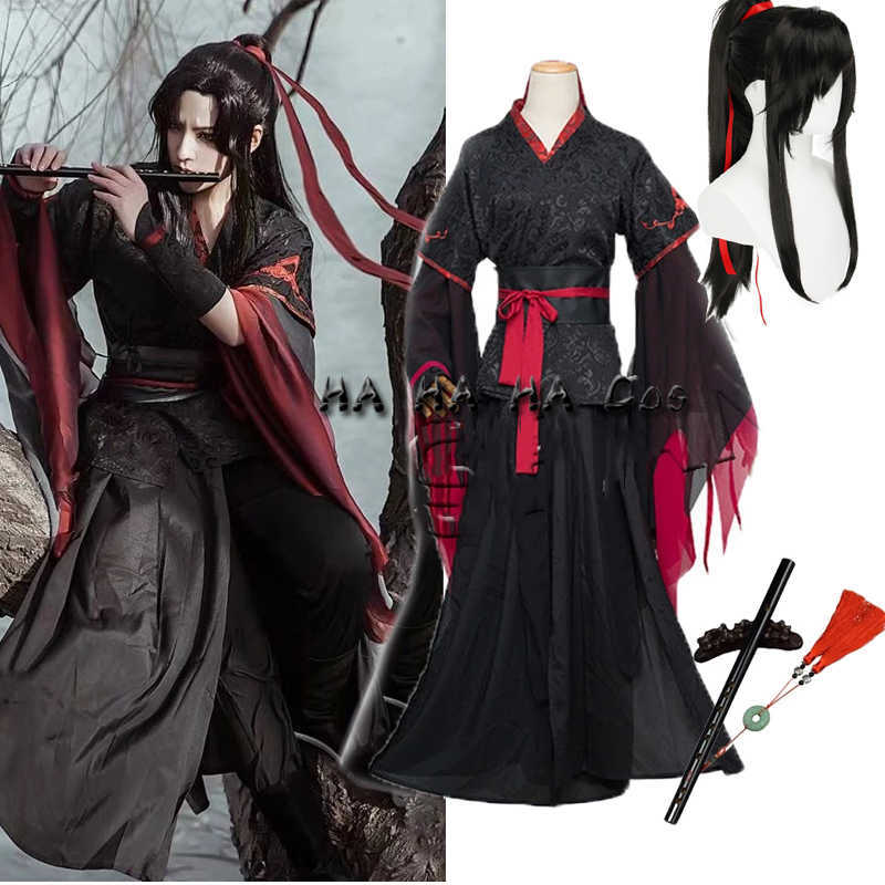 Anime Costumes Hot Cool Wei Wuxian Cosplay Mo Xuanyu Comes Mo Dao Zu Shi The Untamed Cosplay Wig Custom Made Shoes Black Boots Ancient Style Z0301