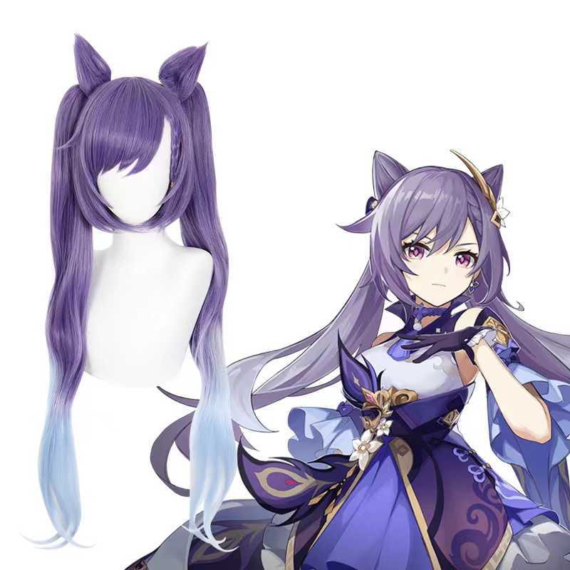 Anime Costumes Game Genshin Impact KeQing Cosplay Comes Halloween Come for Women Vestido Genshin Cosplay Anime Figure Dress Suit Wig Z0301