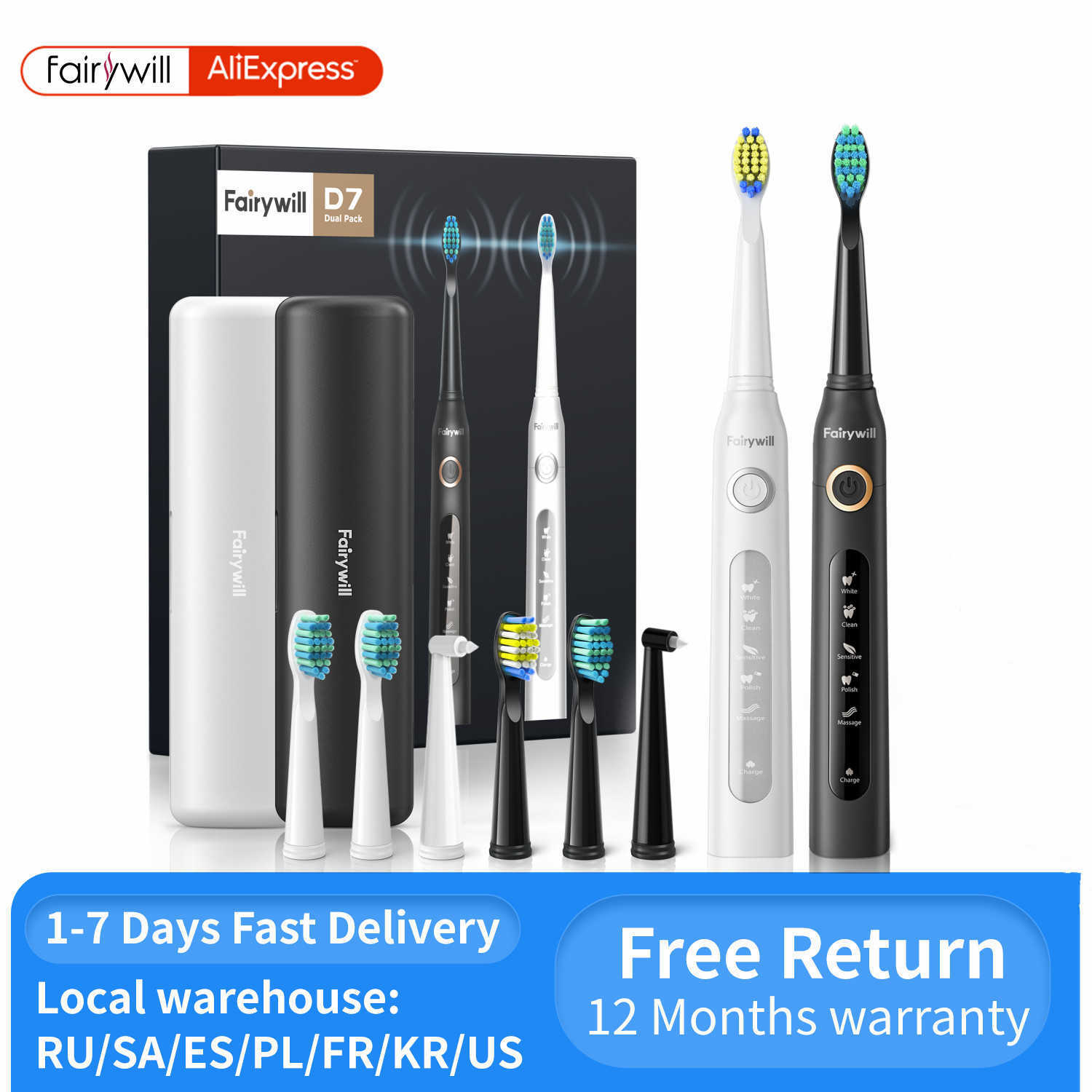 smart electric toothbrush Fairywill Sonic Electric Toothbrush FW-D7 set USB Charge Toothbrushes case for Adult with tooth brush Heads 5 Mode Smart Time J230302
smart electric toothbrush Fairywill Sonic Electric Toothbrush FW-D7 set USB Charge Toothbrushes case for Adult with tooth brush Heads 5 Mode Smart Time J230302