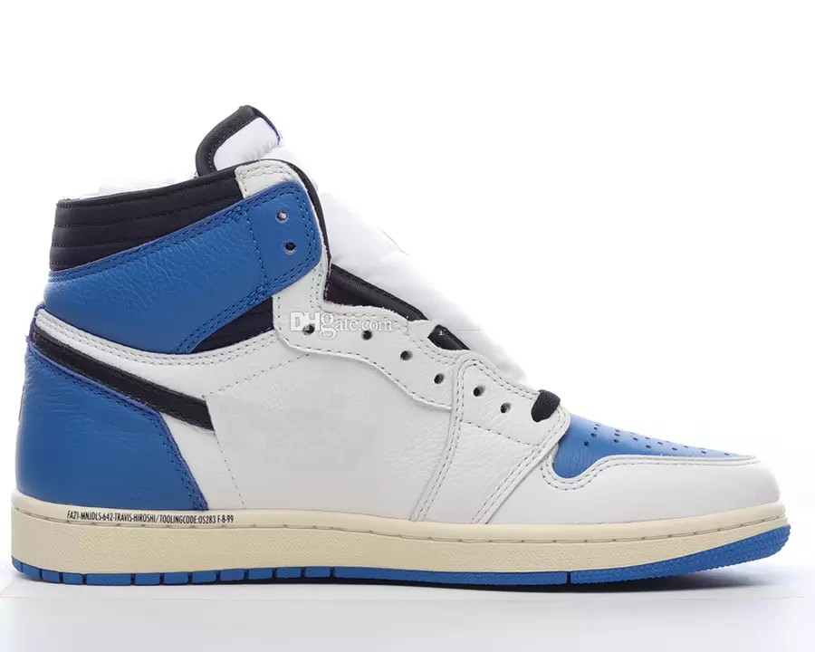 2023 Jumpman 1s HIGH OG SP Travis Scotts x Fragment Basketball Shoes Military Blue Of Right Left Tongue Designer Showing Their Joint Identity, White blue
2023 Jumpman 1s HIGH OG SP Travis Scotts x Fragment Basketball Shoes Military Blue Of Right Left Tongue Designer Showing Their Joint Identity, White blue