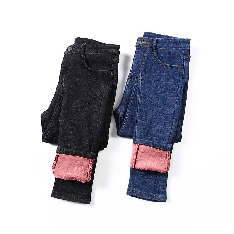 Women's Jeans Jeans Pencil Pants Female Denim Thick Winter Women's Pants Fashion Slim Fit Stretch High Waist Casual Velvet Ladies Pantalones