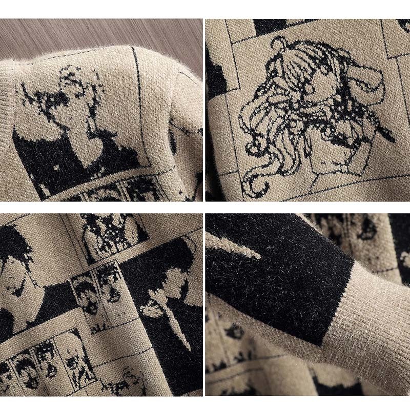 Men's Sweaters Sweater Men Anime Oversize Mens Jumper Long Sleeve Knit Pattern Harajuku Pullovers Male Clothes Gothic Clothing 230303