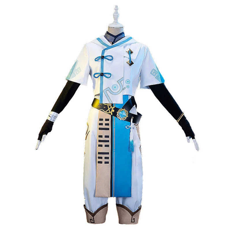 Anime Costumes Game Genshin Impact Cosplay Comes Anime Clothes Chongyun Uniform Halloween Come Suit Wig Party Fancy Dress For Men Women Z0301