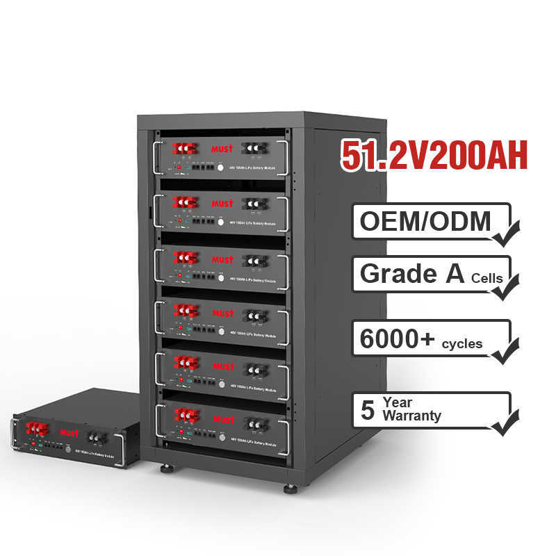 MUST EU stock 10kw 12.8v 200ah 280ah 300ah lifepo4 pack 12v 200ah 220v ups 5kwh solar wall server rack lithium battery 48v 100ah