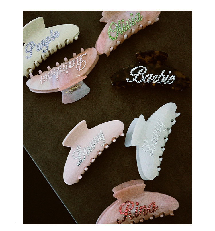 Hair Clips Barrettes Fashion Customized Letters Hair Claw Barrettes Personalized Name Acetate Hair Clips Birthday Gift for Women Girls 230302