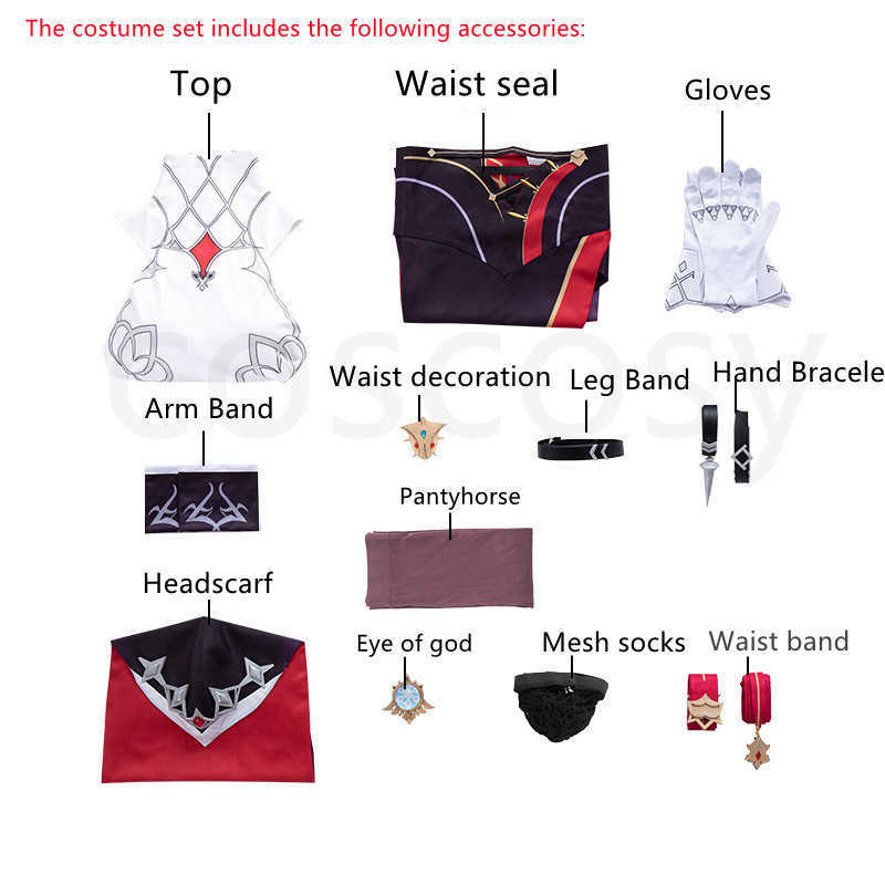 Anime Costumes Genshin Impact Rosaria Cosplay Come Sexy Unisex Game Role Playing Clothing Full Sets Red Wig Shoes Nun Uniform Rosalia Dress Z0301