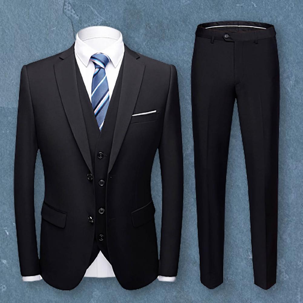 Men's Suits Blazers 1 Set Stylish Men Suit Male Blazer Vest Pants Set Pocket Slim Fit Slimming Good Touch Suit 230303
