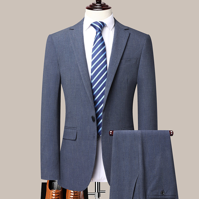 Men's Suits Blazers High Quality Blazer Trousers Men's British Style Business Casual Senior Wedding Elegant Simple Gentleman Suit Two Pieces