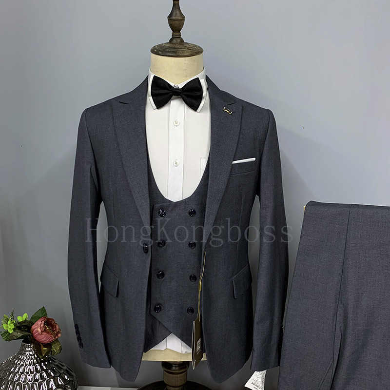 Men's Suits Blazers 3 Pcs Set Suit Blazers Vest Pants / Fashion Men's Casual Boutique Business Plaid Double Breasted Waistcoat Dress Coat 23