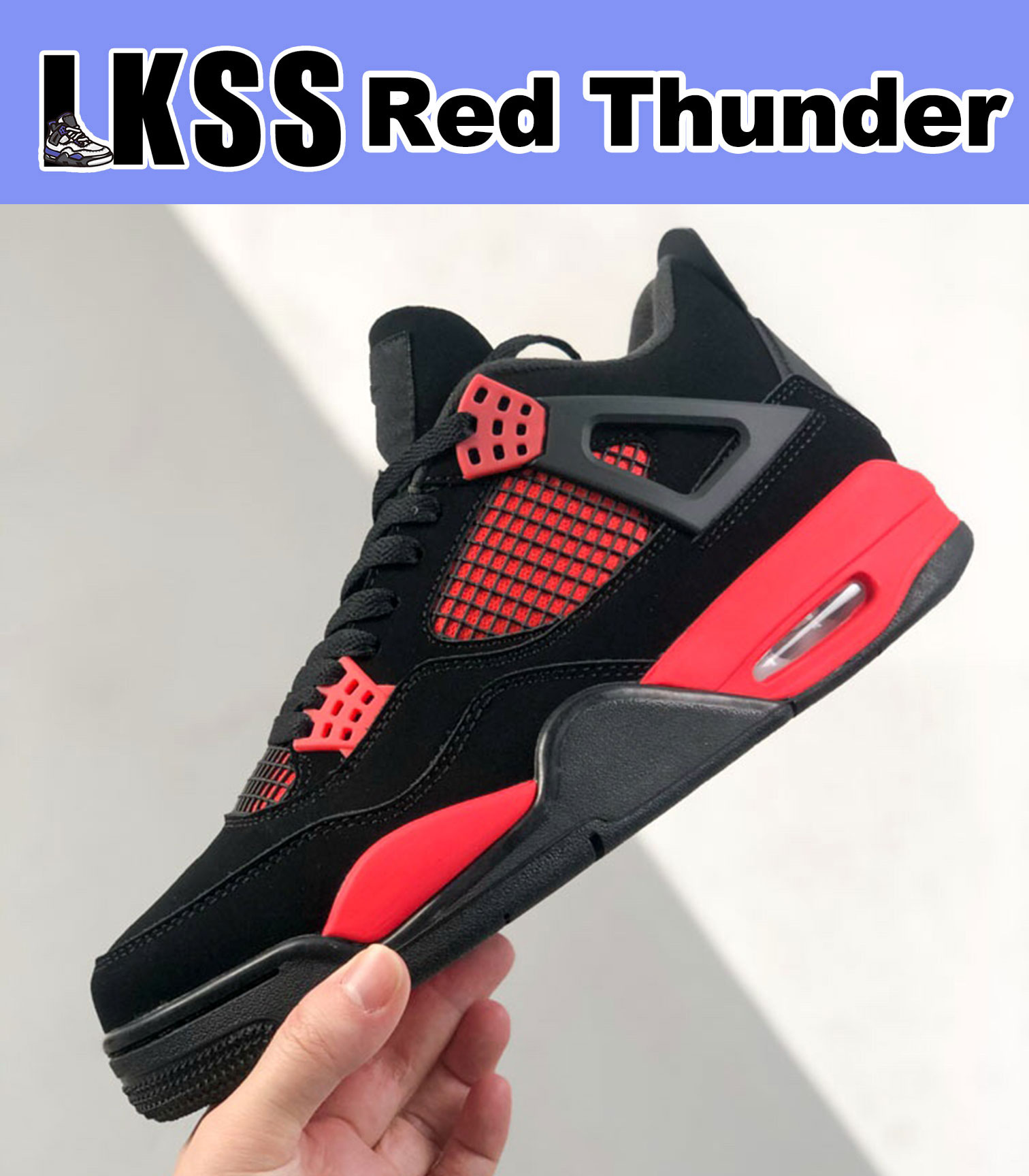 LKSS Red Thunder Jumpman 4 4s Shoes OG Mens Basketball Sneaker Sports Sneakers, As pic
LKSS Red Thunder Jumpman 4 4s Shoes OG Mens Basketball Sneaker Sports Sneakers, As pic