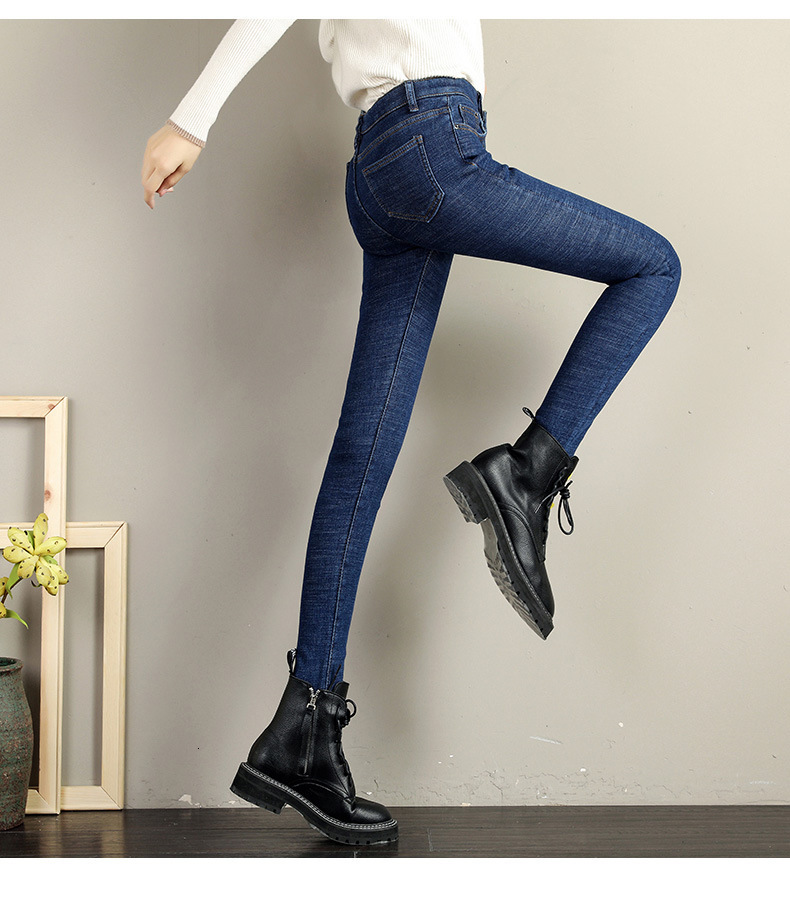 Women's Jeans Jeans Pencil Pants Female Denim Thick Winter Women's Pants Fashion Slim Fit Stretch High Waist Casual Velvet Ladies Pantalones