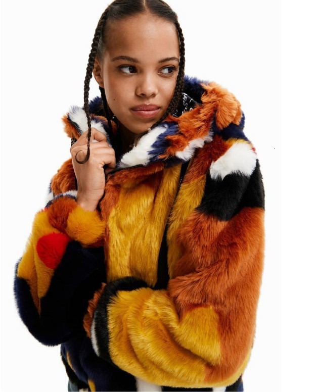 Women's Jackets Spain single autumn and winter plush printed women's coat 230302