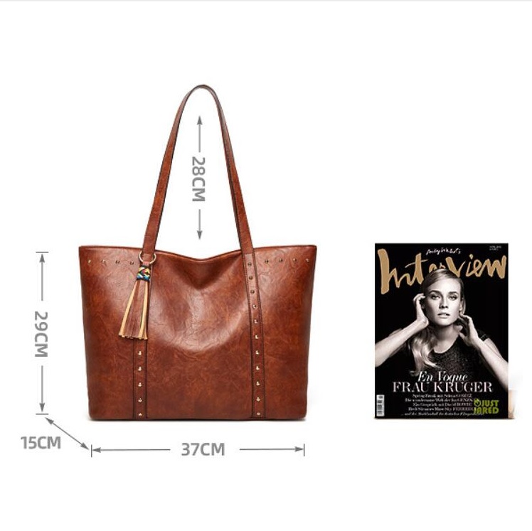 Fashion handbag Women's casual bag Solid tassel decorative shoulder bag