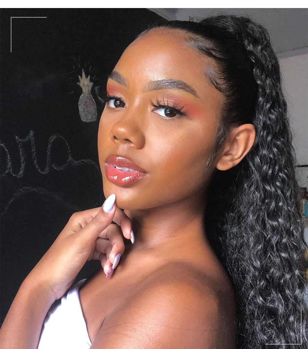 water Wave curly drawstring Ponytail Human Hair Extensions for black women full natural can be braided pony tail hairpiece Remy Hair Ponytails Clip in
