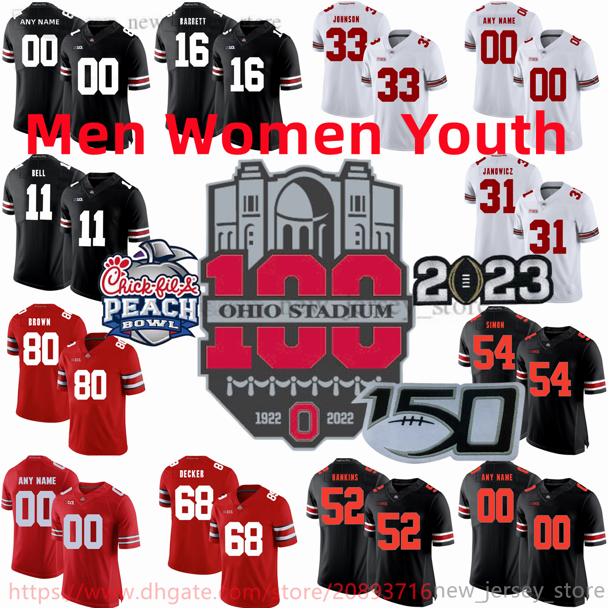 Custom S-6XL 2023 Peach Bowl NCAA College Ohio State Buckeyes Football Jerseys 2 Chase Young JK Dobbins 15 Elliott Stroud Fleming Dwayne Nick Bosa Archie Griffin Eddie, Patch please message
Custom S-6XL 2023 Peach Bowl NCAA College Ohio State Buckeyes Football Jerseys 2 Chase Young JK Dobbins 15 Elliott Stroud Fleming Dwayne Nick Bosa Archie Griffin Eddie, Patch please message