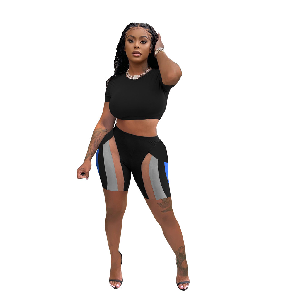 designer Wholesale Women Two Piece Sets Gym Skinny Womens Shorts and Crop Tops Casual Sporty Yogo Training Fitness Tracksuits 9392