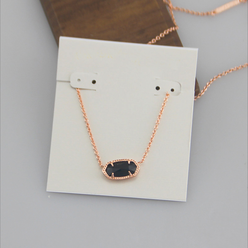 With free dust bag Black Color Pendant Necklaces Necklace Glass Stone Real 18K Gold Plated Dangles Glitter Jewelries Letter Gift Fashion