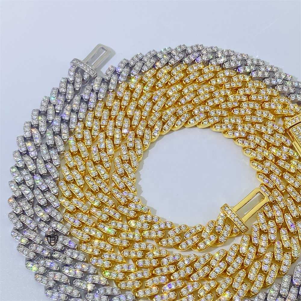 Fine Jewelry Wholesale 925 Silver White Gold Plated Women Cuban Link Necklace 8mm Iced Out Miami Cuban Link Chain