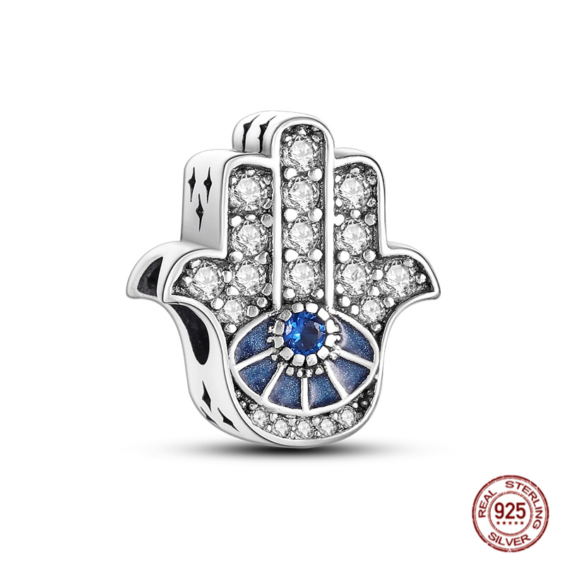 S925 925 Sterling Silver blue wisdom eye green three leaf gras charm suspension suitable for bracelet diy fashion jewelry