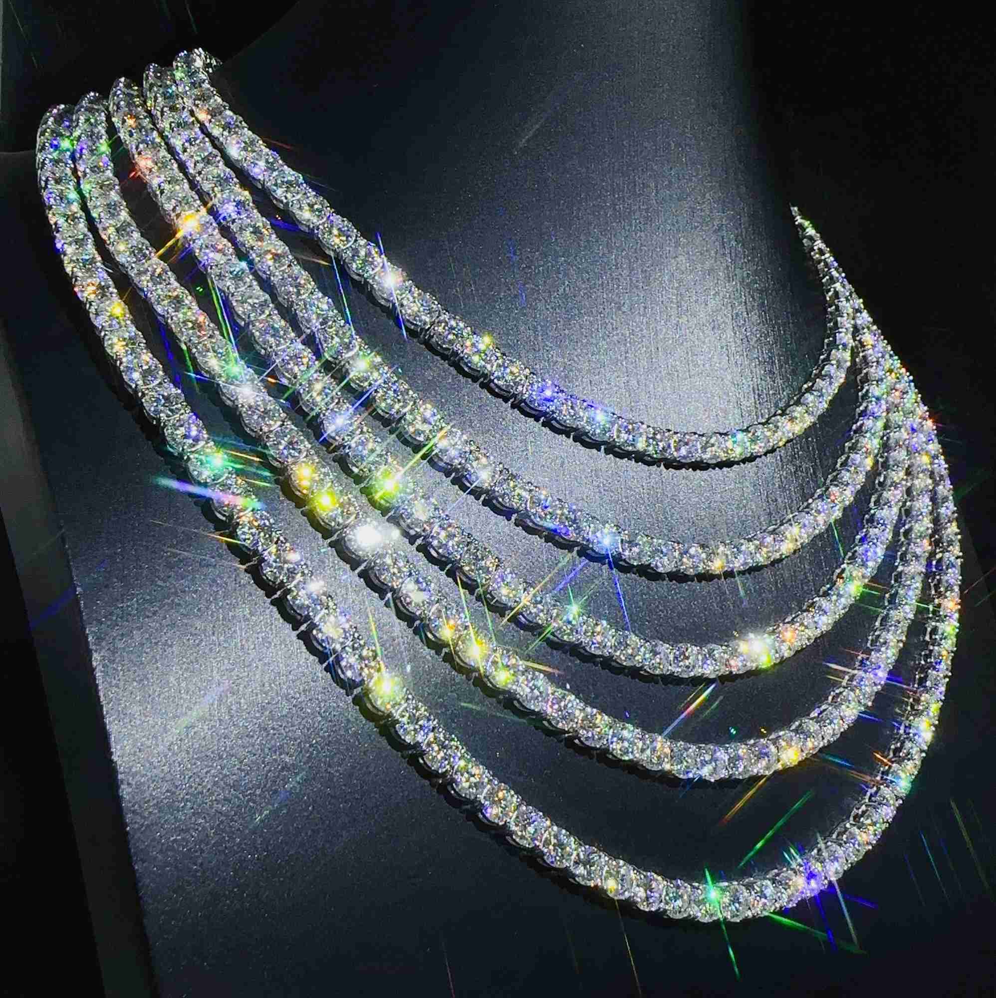 necklace moissanite chain Fashion Jewelry Hip Hop Pass Diamond Tester 5mm Vvs Iced Out Tennis Men Women