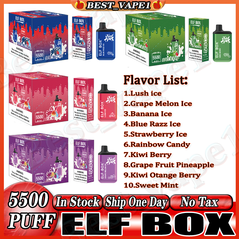 100% Original ELF BOX Puffs 5500 Disposable Vape E Cigarette With Rechargeble 650mAh Battery 13ml Cartridge 0% 2% 3% 5% Nic VS ELF 5000 Puffs 10 Flavors
100% Original ELF BOX Puffs 5500 Disposable Vape E Cigarette With Rechargeble 650mAh Battery 13ml Cartridge 0% 2% 3% 5% Nic VS ELF 5000 Puffs 10 Flavors