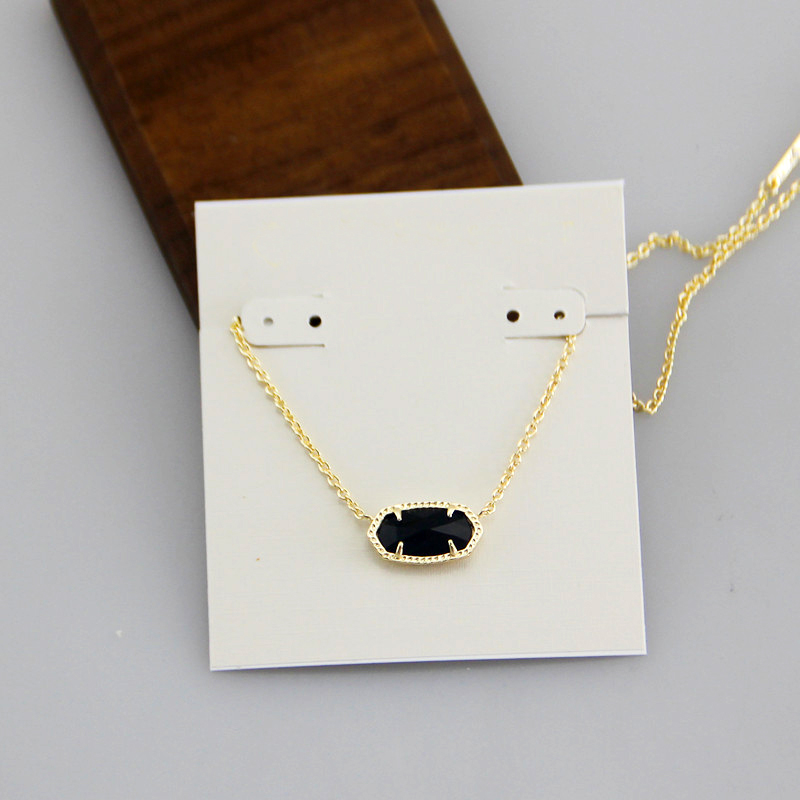 With free dust bag Black Color Pendant Necklaces Necklace Glass Stone Real 18K Gold Plated Dangles Glitter Jewelries Letter Gift Fashion
