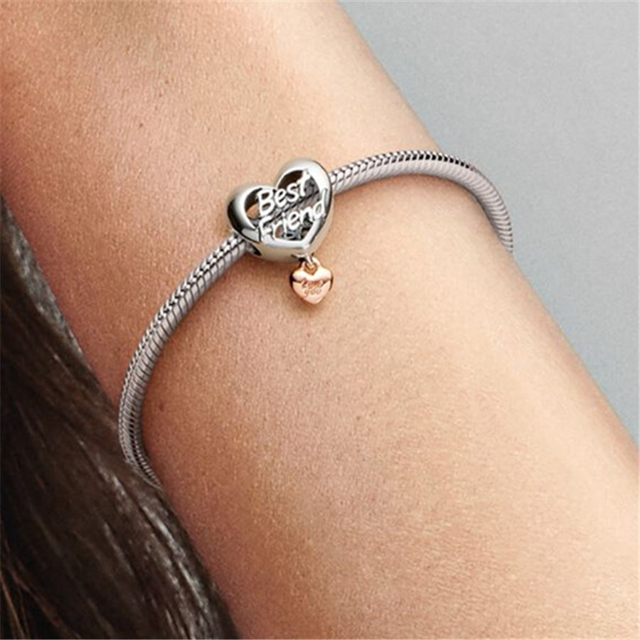 The New Popular 925 Sterling Silver Charm Sister Mother Heartshaped Bead Bracelet Is Suitable For The S925 Snake Charm Bracelet Diy Womens Jewelry
