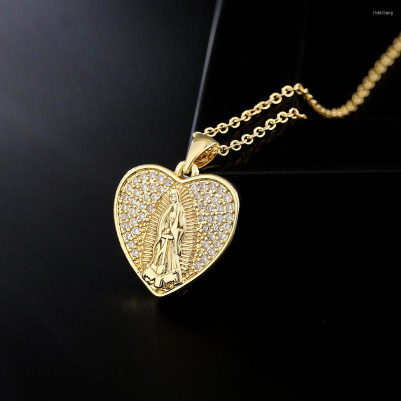 Pendant Necklaces Exquisite Unisex Religious Jewelry Copper Zircon Virgin Mary Metal Chain Believer Charm Necklace Party Holiday Gifts