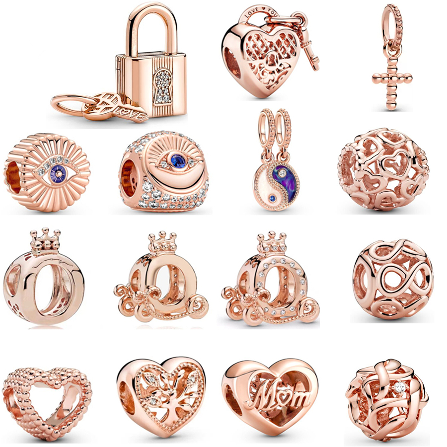 925 Sterling Silver Rose Gold Gold Open Hygienic Charm Suspension Suitable For Bracelet DIY Fashion Jewelry