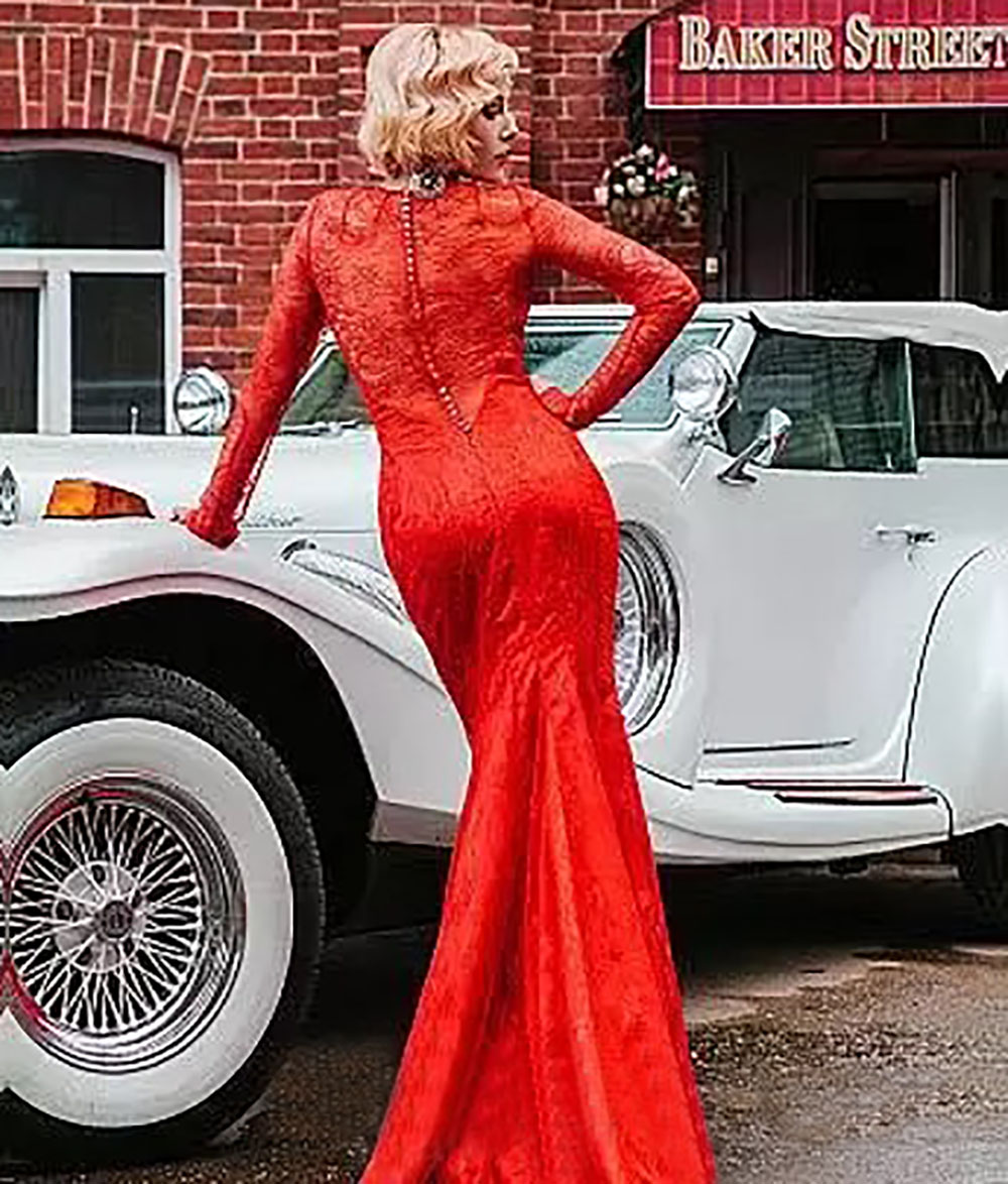 Red Prom Party Gown Lace Evening Dresses Formal Girls Pageant Mermaid Long Sleeve Custom New Plus Size O-Neck Button Floor-Length