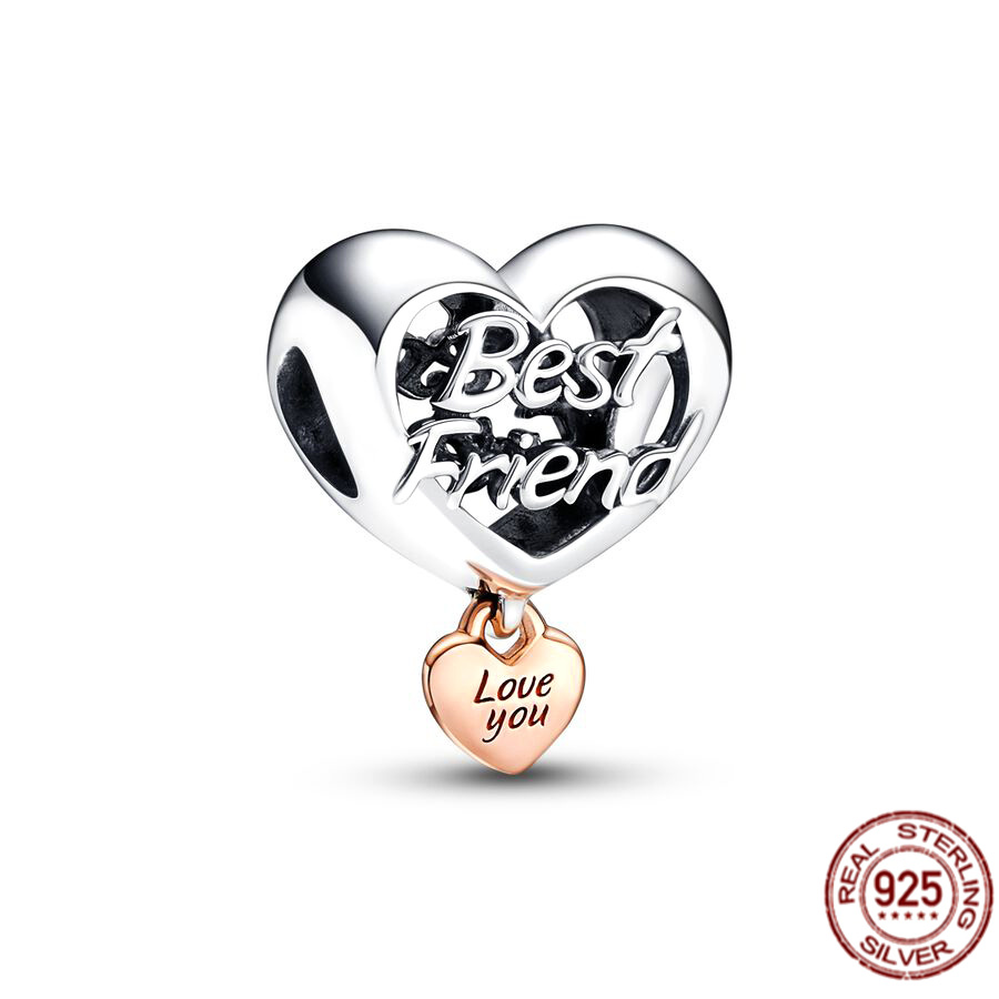 New Fashion 925 Sterling Silver Family Mother Daughter Sister Girlfriend Heartshaped Charm Beads S925 Snake Bracelet Jewelry