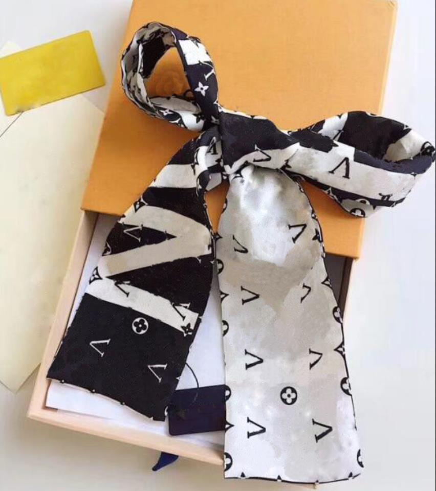 Designer scarf ladies slim narrow bag handle silk scarf double-sided printed twill satin brand small ribbon R01