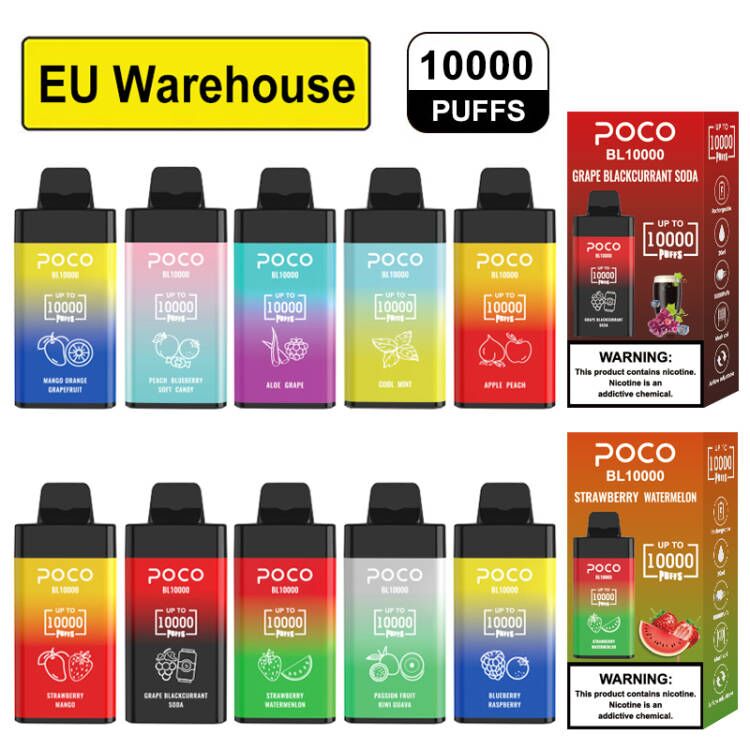 Eletronic Cigarette Original Poco BL10000 Disposable Vape Pen cartridge 10000 puffs EU warehouse Rechargeable Airflow Adjustable 20ML 10 Flaovrs Device
Eletronic Cigarette Original Poco BL10000 Disposable Vape Pen cartridge 10000 puffs EU warehouse Rechargeable Airflow Adjustable 20ML 10 Flaovrs Device