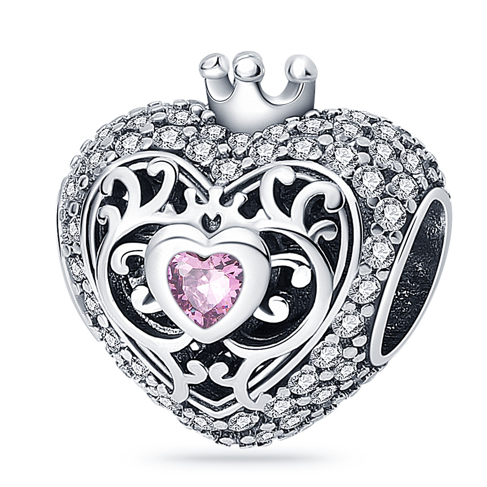 925 Sterling Silver Dangle Charm Luminou Bulb Two -in -one Hanging Jewelry Crown Heart -shaped Female Stringed Bracelet Jewelry Free Delivery