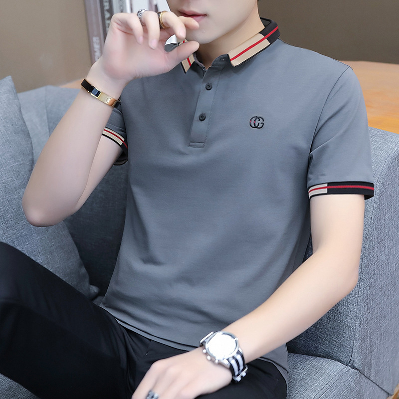 Designer's new 95 cotton t shirt short sleeve T-shirt men's casual lapel business polo shirt, White
Designer's new 95 cotton t shirt short sleeve T-shirt men's casual lapel business polo shirt, White
