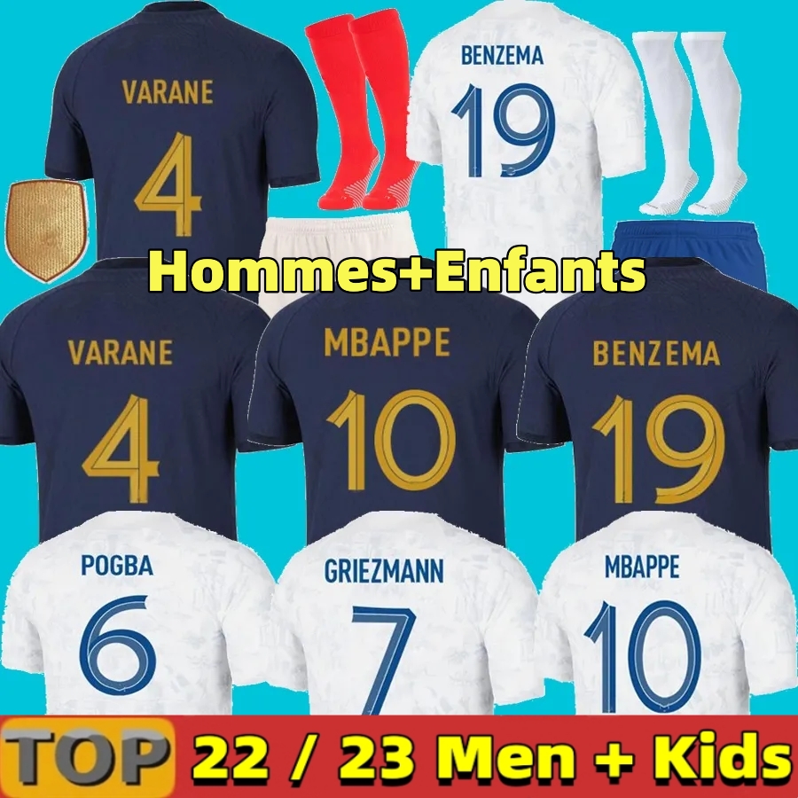 2022 BENZEMA MBAPPE soccer jerseys French GRIEZMANN KANTE POGBA VARANE GIROUD DISASI PAVARO GUENDOUZI Maillot de foot equipe Men women football shirt kids kit Set, 2022 home aldult+patch
2022 BENZEMA MBAPPE soccer jerseys French GRIEZMANN KANTE POGBA VARANE GIROUD DISASI PAVARO GUENDOUZI Maillot de foot equipe Men women football shirt kids kit Set, 2022 home aldult+patch