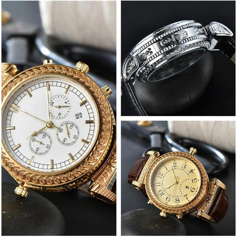 

Amazing Double faces men watch super luxury rose gold mens watches carved two dials male quartz wristwatch grandmaster limited edi244q, Gift box