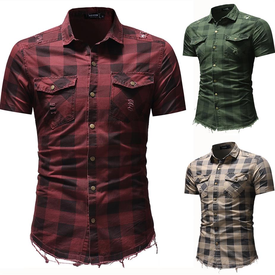 Men Plaid Shirts Short Sleeve Slim Fit Turn Down Collar Shirts with Pockets 3 Colors Summer Ripped Denim Shirt Plus Size277z, Red
Men Plaid Shirts Short Sleeve Slim Fit Turn Down Collar Shirts with Pockets 3 Colors Summer Ripped Denim Shirt Plus Size277z, Red