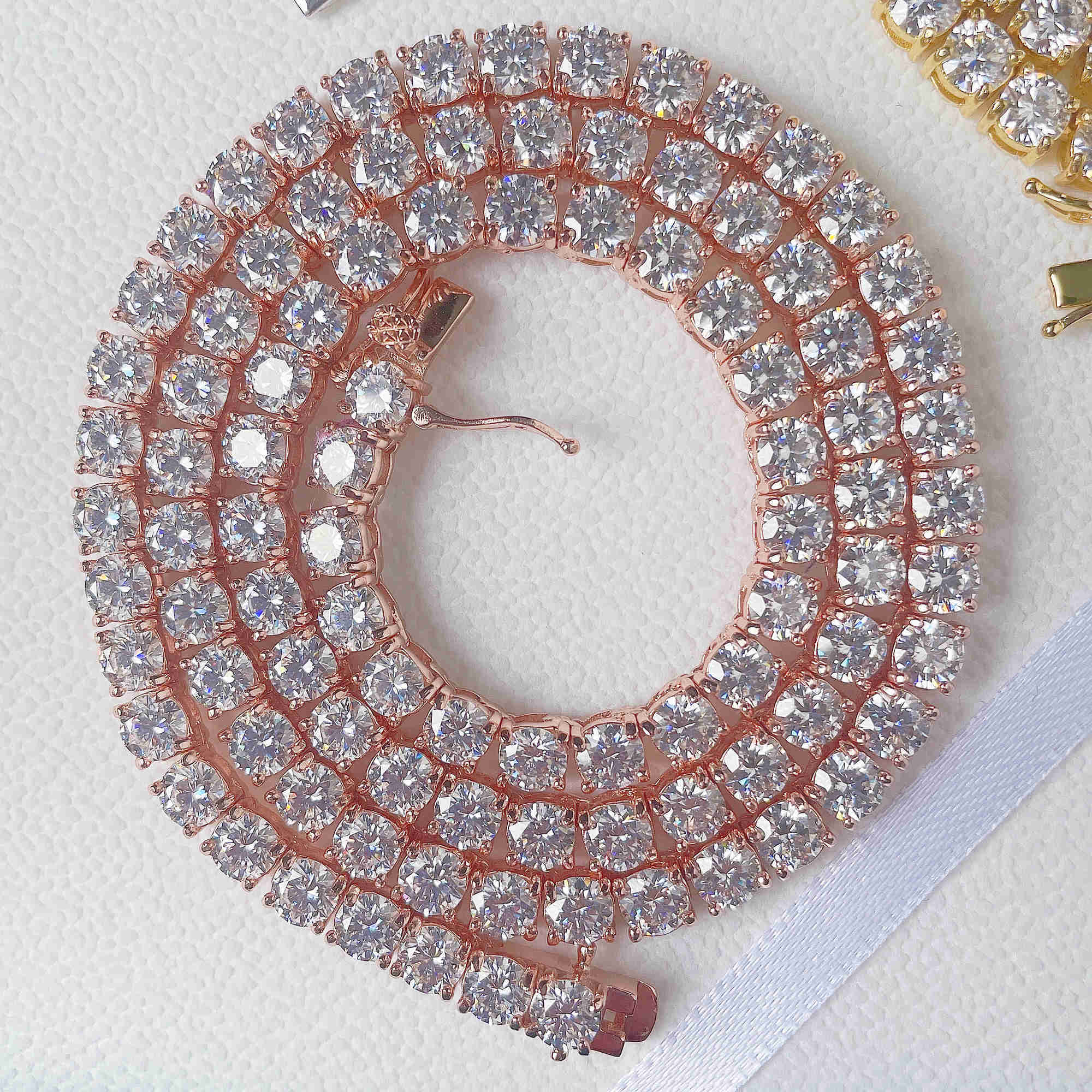 Fashion Jewelry Hip Hop Necklace Pass Diamoster 5mm Vvs Moissanite Iced Out Tennis Chain for Men Women