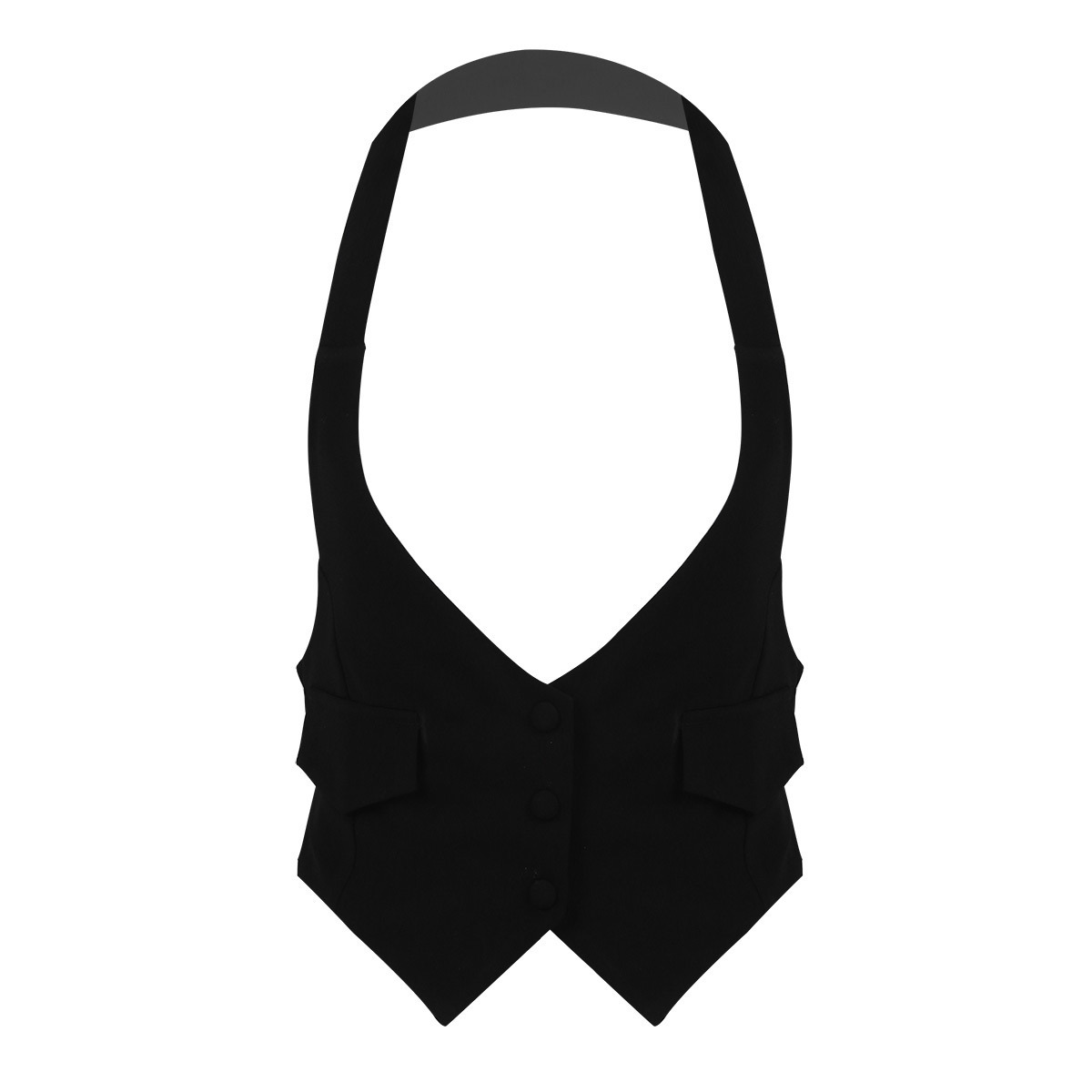 Women s Jacket Casual Vests Solid Halter Neck Short Suit Backless with Belt Self tie at Back Button Down Fully Lined Waistcoat 230303