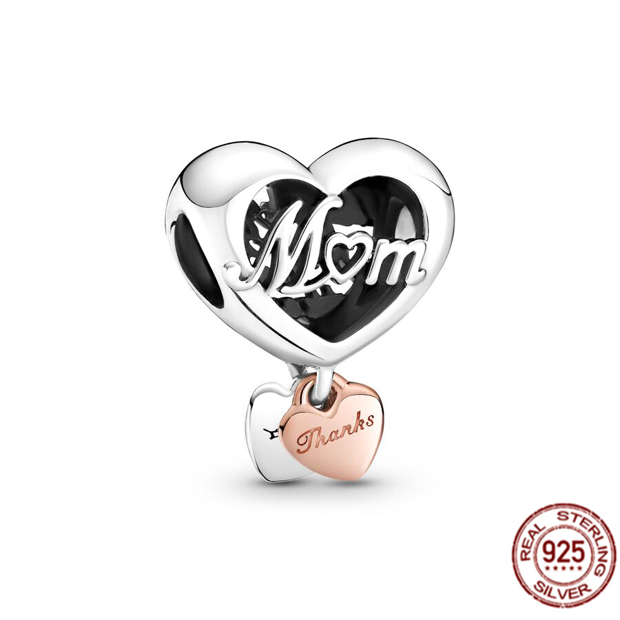 New Fashion 925 Sterling Silver Family Mother Daughter Sister Girlfriend Heartshaped Charm Beads S925 Snake Bracelet Jewelry