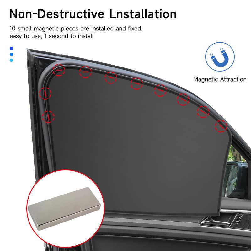 Magnetic Car Sun Curtain Anti UV Sunshade Auto Foldable Side Window Sun Protection Car Mosquito Net Interior Parts Accessories